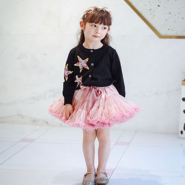 

wholesale 2021 spring new kids knitted cardigan sequins star long sleeve princess thick sweater coat girls clothes e001, White
