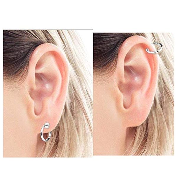 

1 шт. хирургическая стальная поддельная весенняя зажима на носу клипы кольцо кольцо губное кольцо спираль кольца кольца обруч ухо хуп, пронз, Silver