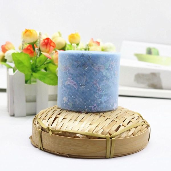 

25yards 6cm gradients star moon ribbon soft mesh tulle roll baking cake er diy crafts sewing hair bows accessories supplies wmtqde