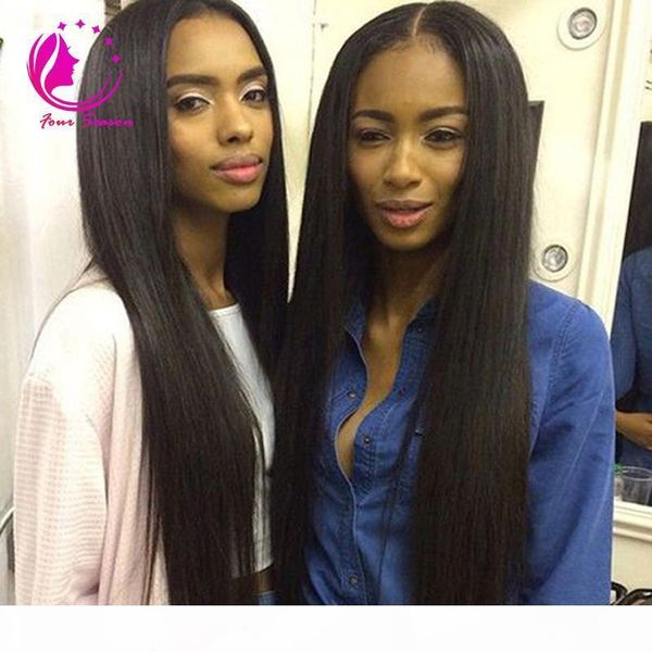 

natural color virgin peruvian hair unprocessed human hair front lace wig baby hair for black women, Black;brown