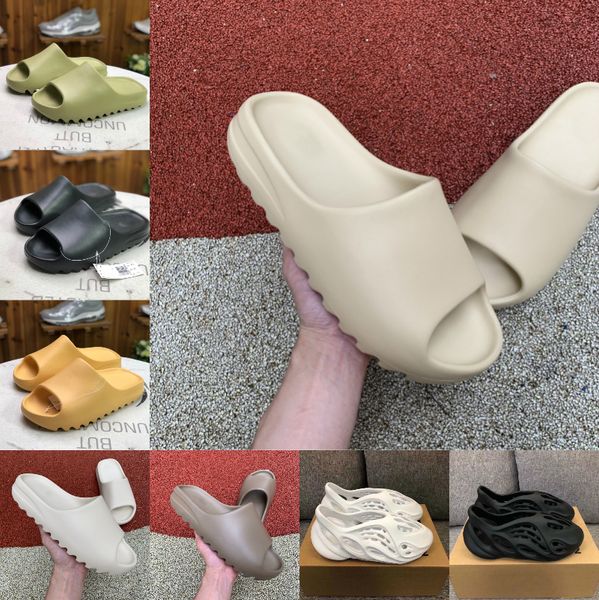 

2021 fashion kanye slides foam runner desert sand earth brown resin west mens womens slipper pantoufle luxe male female sandal slippers