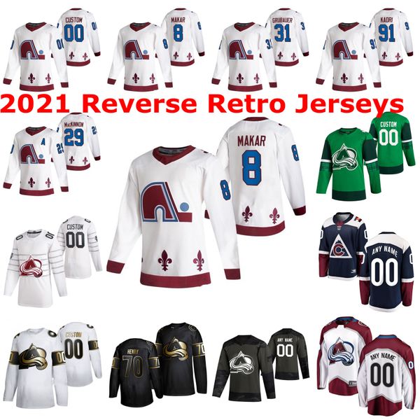

colorado avalanche 2021 reverse retro jerseys philipp grubauer jersey gabriel landeskog pierre-edouard bellemare andre burakovsky custom, Black;red