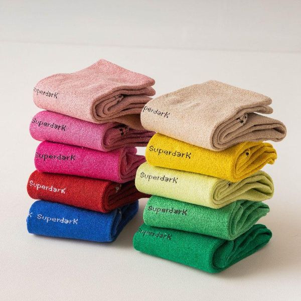 

autumn and winter new pile socks european and american pure color candy color ins versatile medium tube socks cotton, Black