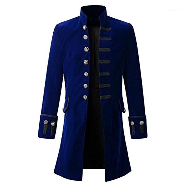 

vintage mens gothic trench coat long jacket overcoats steampunk gothic coats men halloween punk clothing tenchcoats black blue1, Black;brown