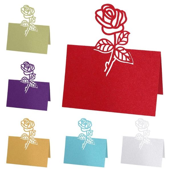 

100pcs hollow rose flower table number name place card wedding party decoration 57bb