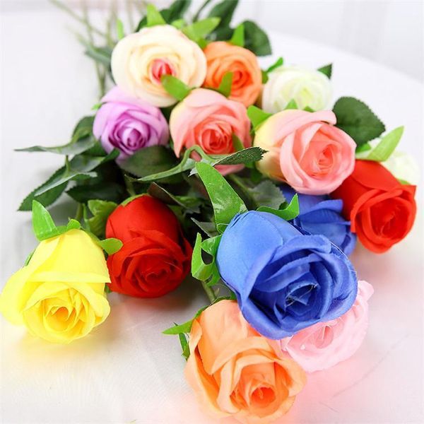 

1pcs fresh rose artificial flowers real silk rose flowers home decorations for wedding party or birthday 9 color1