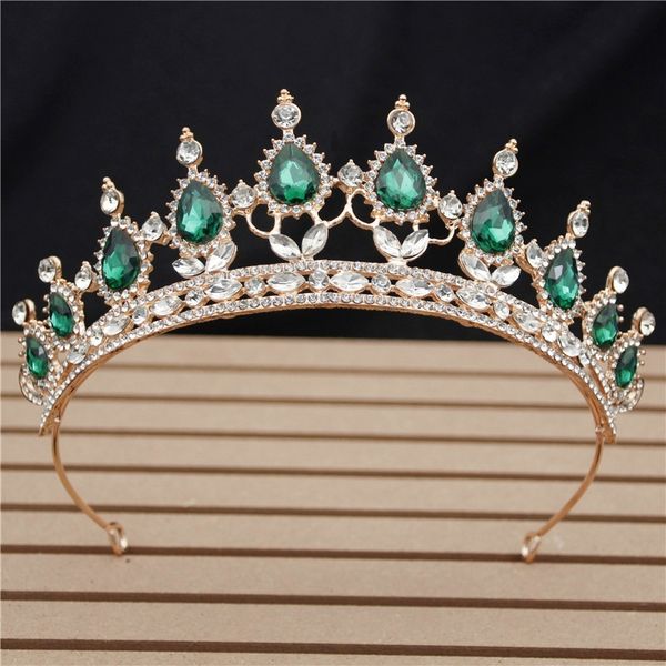 

new vintage headbands baroque tiara for queen bride pink crystal crowns bridal wedding fashion hair jewelry wedding accessories y200409, Slivery;golden