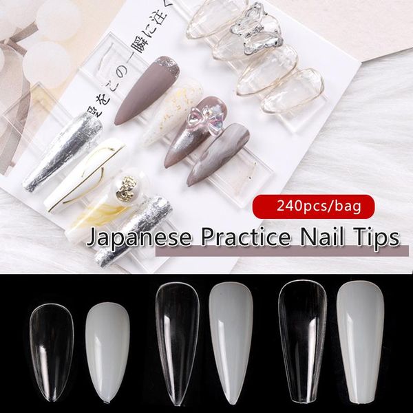 

stickers & decals tszs 240pcs/lot professional nature transparent false nail art almond coffin tip display polish show tips, Black