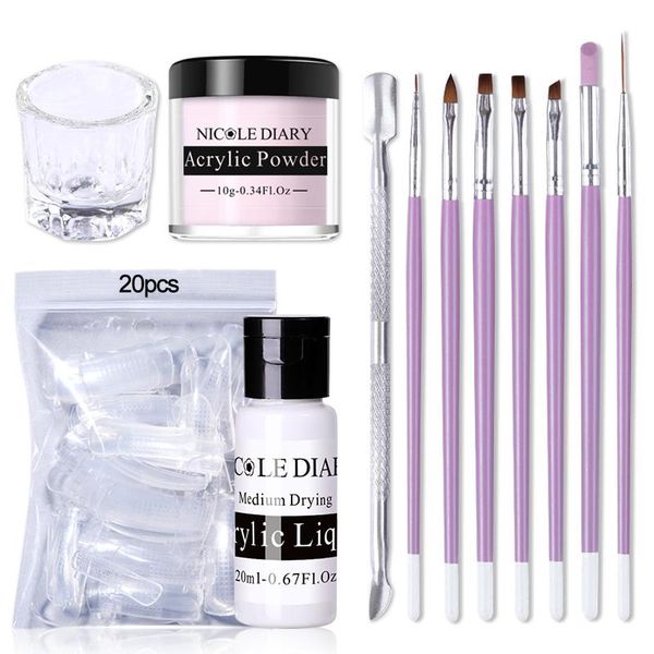 

nicole diary clear acrylic powder set carving nail art gel glitter for extension manicuring poly tools nail kits builder chrome