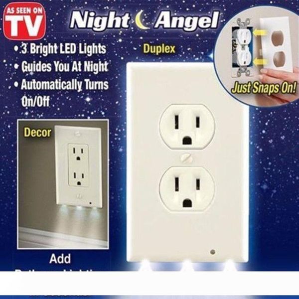 

2020 night angel высокого качества прочная удобная выход крышка стена пластина с led night lights ambient light sensor
