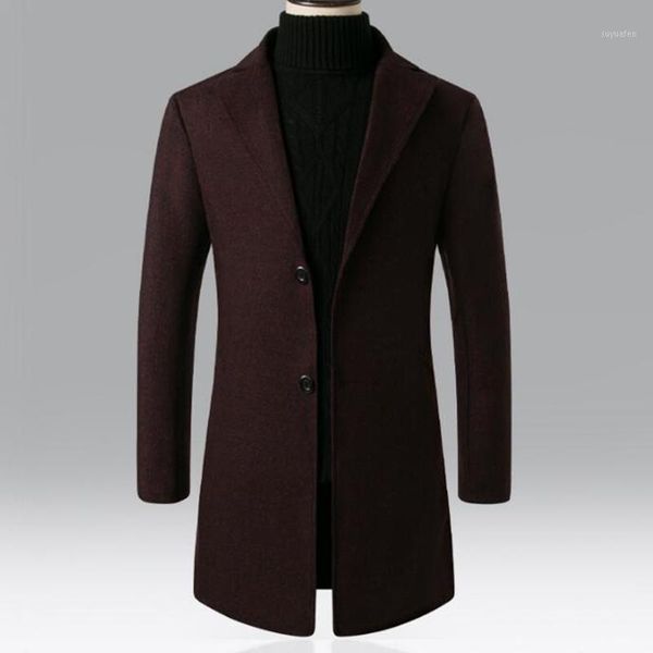 

2020 autumn and winter new fashion boutique wool woolen men's lapel windbreaker jacket1, Black