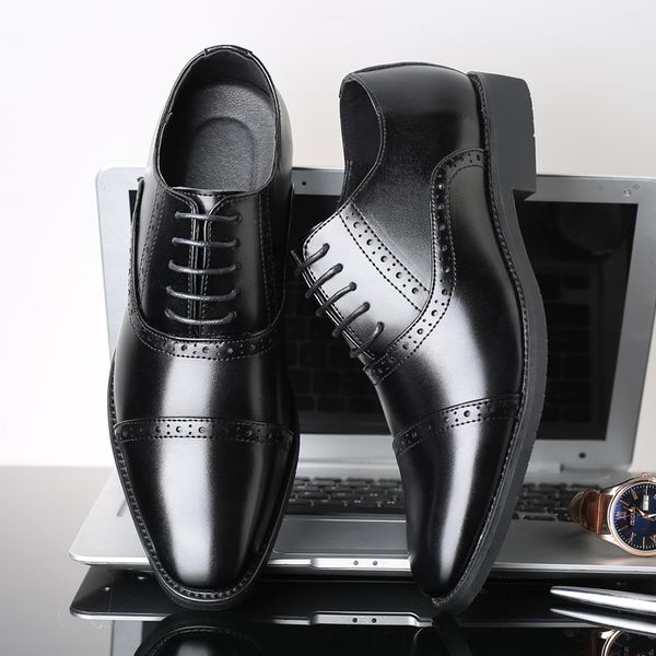 

2020 new mens business leather shoes british cross-border foreign trade mens shoes, Black