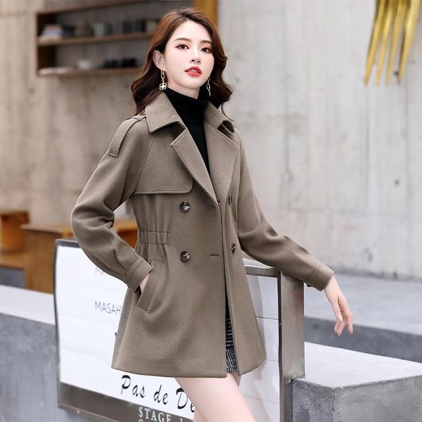 

quality fashionable british style woolen coat short women's 2020 new autumn winter korean loose small denim coat, Black