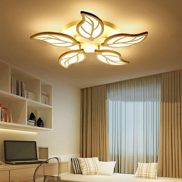 

2021 new modern led balcony gloss lamps smooth dimming chandelier nordic ceiling white acrylic leaves art light fixture peiy