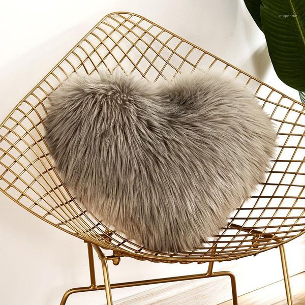 

love heart shaped faux wool fur cushion cover fluffy soft long hair plush throw pillow pillowcase sofa car decor washable1