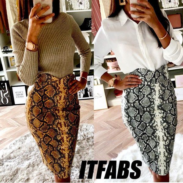 

snakeskin bodycon vintage skirt autumn knee-length women fashion high waist mini pencil snake skin skirts dropshipping1, Black