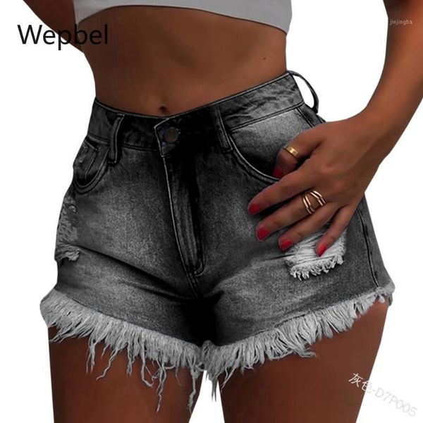 

wepbel women denim shorts white shorts casual high waist ripped washed short jeans hole slim fit denim short pants1, White;black