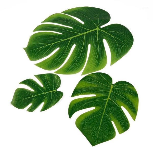

12pcs green jungle plants artificial leaf tropical palm leaves island style simulation plant wedding party table home decoration1