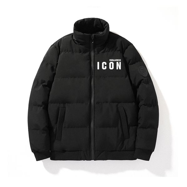 

men's down et, classic long sve coat, dsq printing, outdoor windbreaker, warm zipper, winter clothing, m-5xl, Black