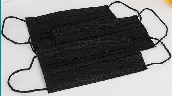 

protection protective mask black disposable face masks 3-layer mask with earloop mouth face sanitary outdoor masks