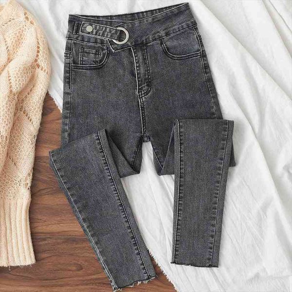 

woman jeans pants high waist spring clothing skinny pants gray pantalones vaqueros mujer, Blue