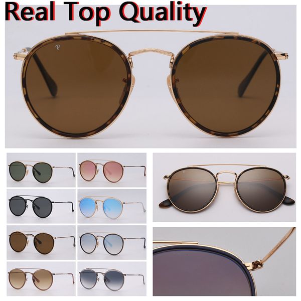 

mens sunglasses 2020 new sunglasses polarized/unpolarized round double bridge with leather case, cloth, and all accessories retail package, White;black