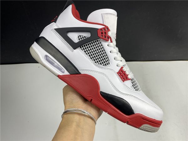 

new men women 4s basketball shoes 4 white black red fashion sports outdoors sneakers athletic shoes, White;red