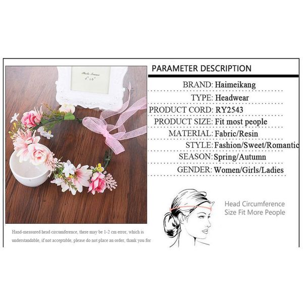 

haimeikang new arrival bride floral crown hair band flower headbands for women garland flower wreath wedding hair jllovc