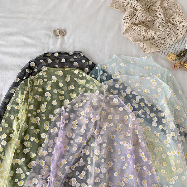 

hstar women loose sun protection shirt nylon spandex close fashion inside mesh bottoming shirt daisy lovely long sleeve t-shirt1, White