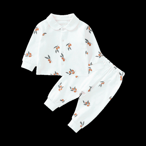 

clothing sets pureborn toddler baby set 2 pcs with sweety peter-pan colllar and pants bottoms pajamas clothes, White