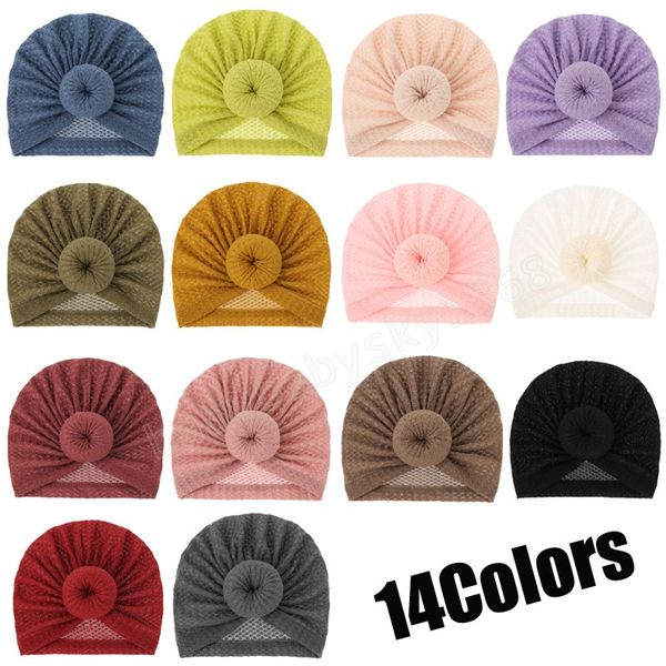

18*19 cm baby girls solid color knitting hats fashion handmade donut newborn cap infant headwear clothing decoration p props, Yellow