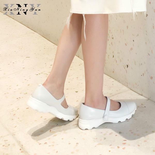 

women's pumps sheepskin mary janes shoes platform 4 seasons casual shoes woman soft cow leather comfort ladies pumps, Black