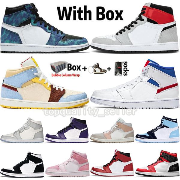

2020 новое прибытие jumpman 1 1s мужская баскетбольная обувь высокая og dio unc tie-dight digital pink snake чикаго женщины кроссовки мужски