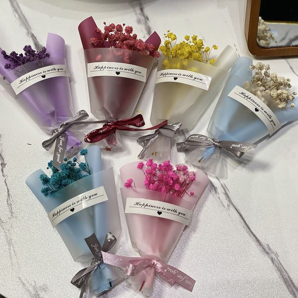 

valentines dried flowers mini bouquet gift artificial crystal grass decoration