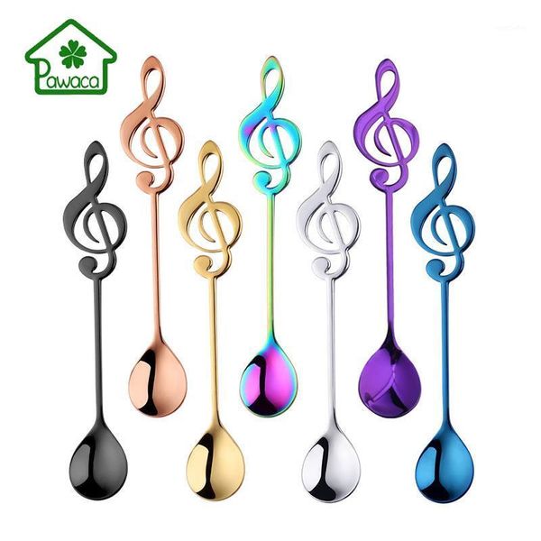 

spoons 7pcs luxurious musical note coffee rainbow colored dessert ice cream stirring spoon high grade gift1