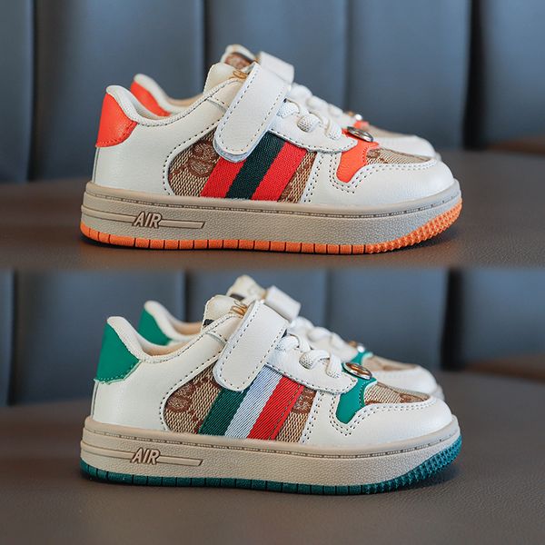 

kids designer shoes luxury pattern skateboard shoes fashion printing babys first walkers girls boys sneakers 2 color, Black;red