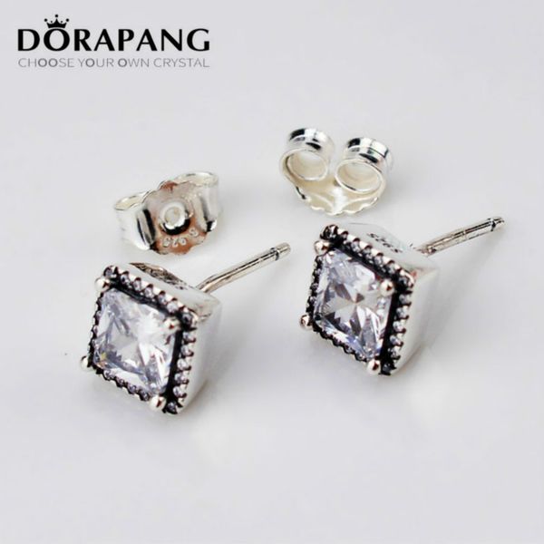 

2021 new authentic 925 sterling silver earring timeless elegance with crystal studs hanging earrings compatible with jewelry 6005, Golden;silver