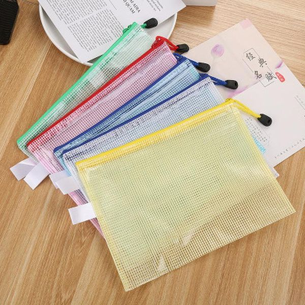 

novelty grid file bag student pencil pouch high capacity korean bag transparent zipper pencil case stationery school supplies q wmtwkf