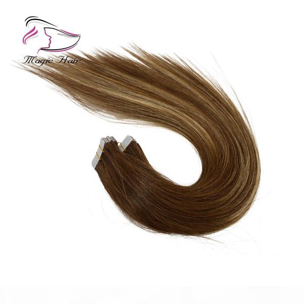 

balayage ombre 4 27# silky straight brazilian tape balayage human hair extension 40pieces 2.5g pc 100g for one bundle, Black