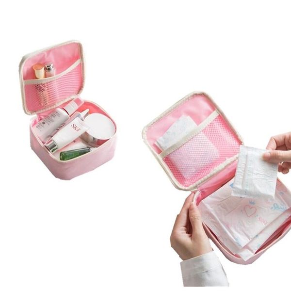

storage bags women girl cosmetic organizer case sanitary napkin bag cute pad pouch purse holder towel sorting
