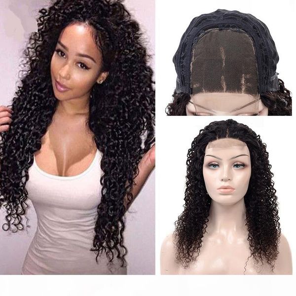 

human hair wigs lace front brazilian kinky curly hair 4x4 closure lace wig remy virgin hair 180% density wigs for black women