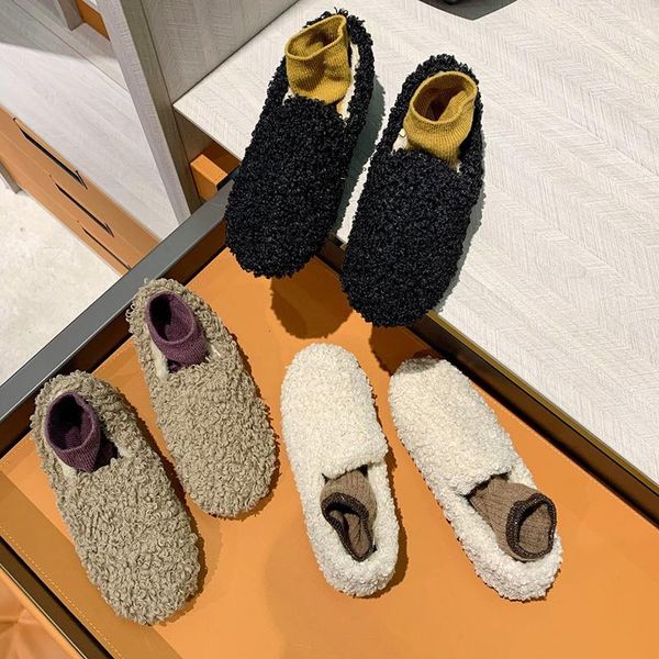 

slip on shoes for women women's moccasins autumn shallow mouth female footwear casual sneaker round toe loafers fur modis, Black