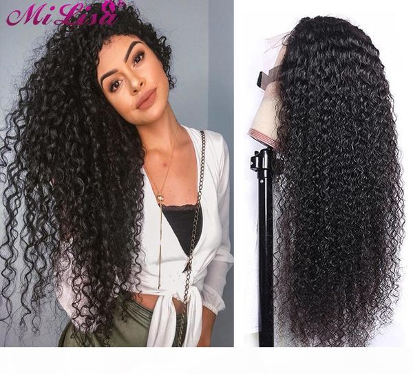 

curly lace closure wig mi lisa human hair wigs for black women 30 inch closure wig brazilian remy hair 150% density pre plucked, Black;brown