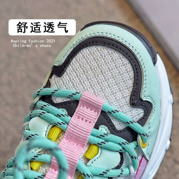 

girl's spring autumn 2021 sports breathable and light leisure antiskid children's tennis sho fashion trend, Black;red