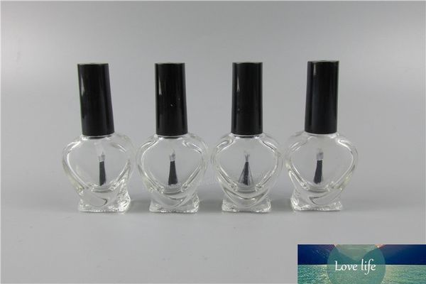 

dhl 200pcs/lot 10ml empty hnail polish heart shape bottle &small brush nail art container glass nail oil bottles