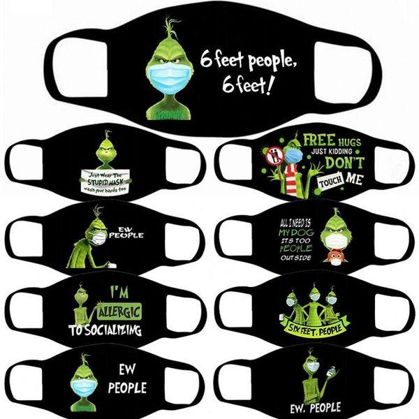 

us stock grinch stole christmas 3d print black cotton cosplay face masks washable reusable dust proof adults fashion face mask fast shipping