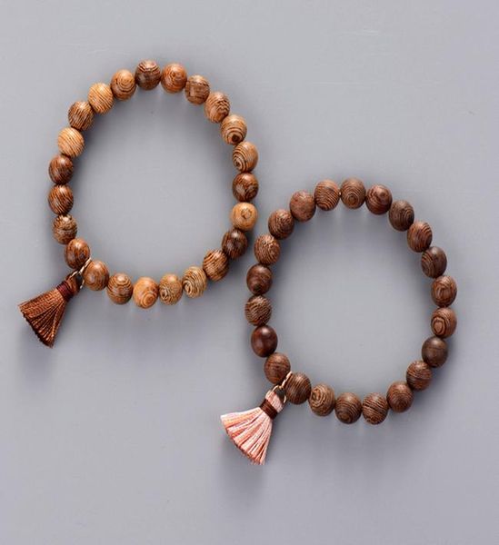 

mens bracelet 8mm wood beads with tassel stretch bracelet vintage beaded wooden mala bracelet meditation jewelry dropship wmterc, Golden;silver