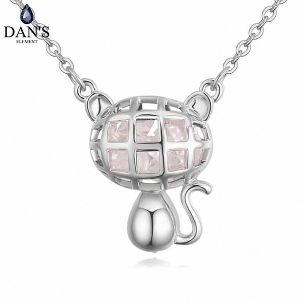 

pendant necklaces dan's brand real austrian crystals fashion square white gold color necklace for women valentine's gift 130322, Silver