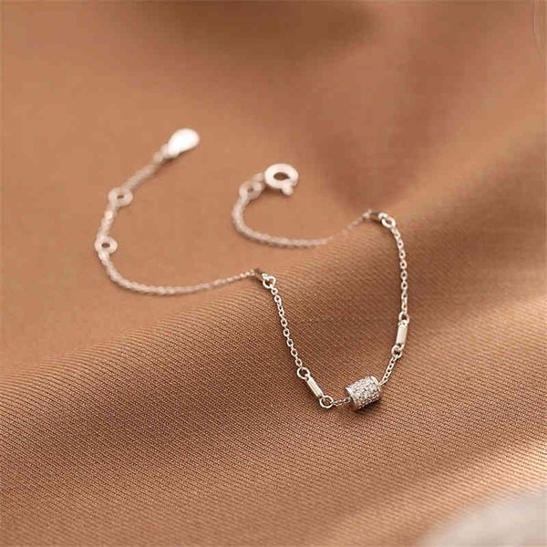 

925 sterling silver link chain adjustable size geometric charm bracelet &bangle for women wedding jewelry party sl400, Golden;silver