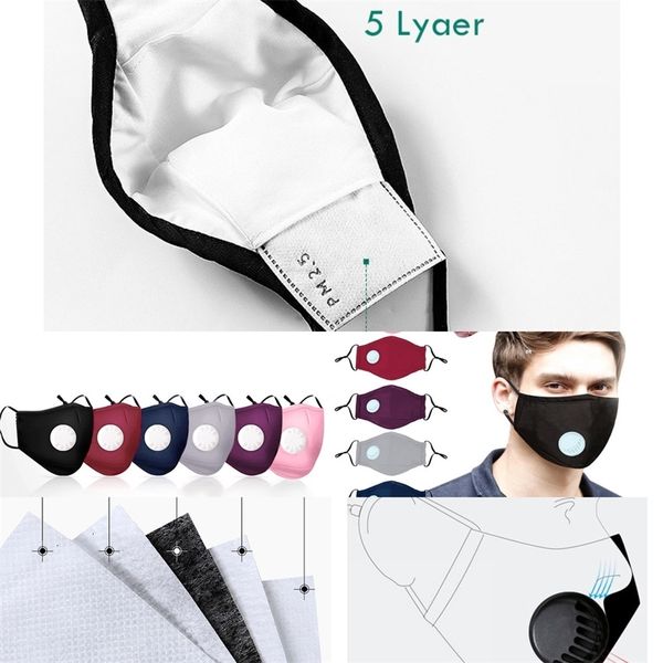 

women reusable men factorye7lbmask kids washable 6 color cloth cotton face masks replaceable filter valve resp
